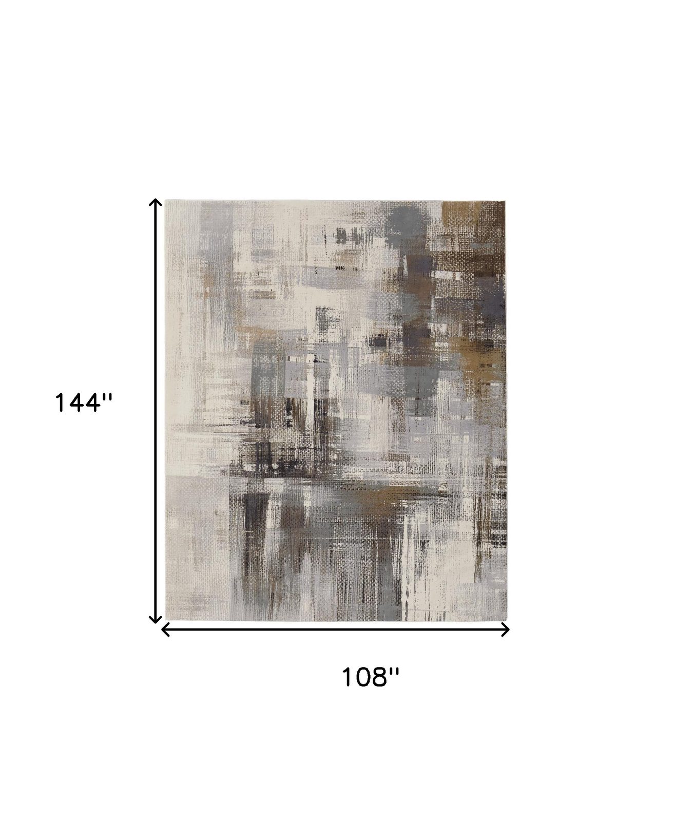 9′ X 12′ Ivory Gray and Brown Abstract Area Rug