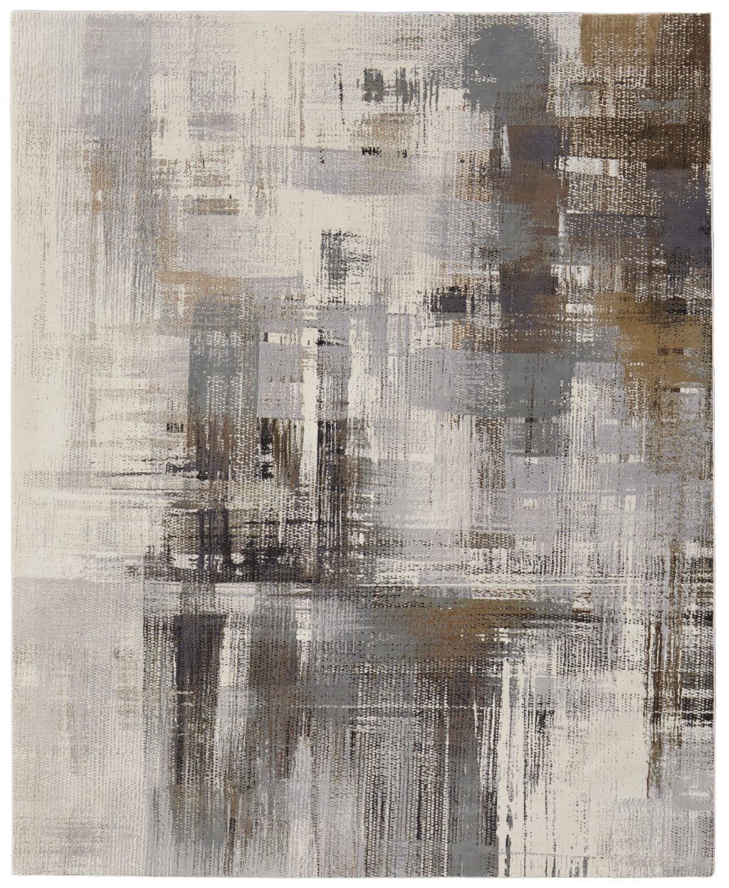 2′ X 3′ Ivory Gray and Brown Abstract Area Rug