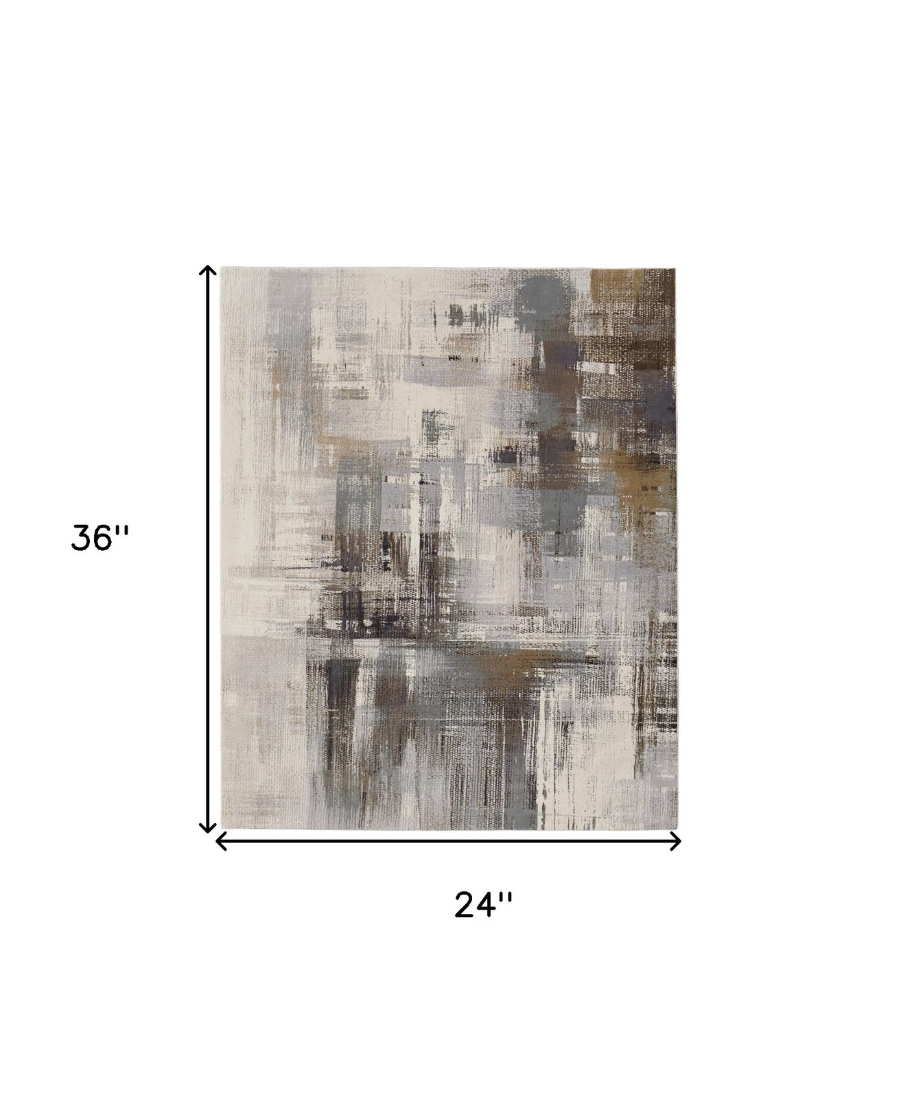 2′ X 3′ Ivory Gray and Brown Abstract Area Rug
