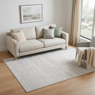 5′ × 8′ Ivory And Silver Area Rug