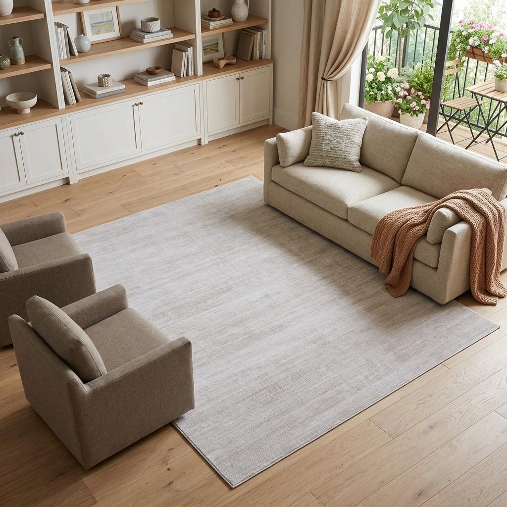 7′ X 10′ Ivory And Silver Area Rug