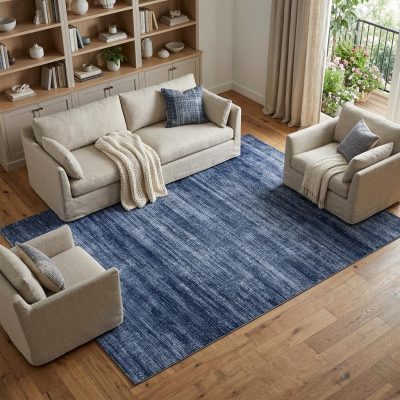 8′ X 10′ Blue and Gray Power Loom Area Rug