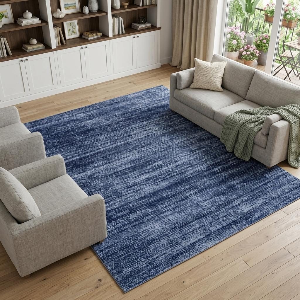 9′ X 13′ Blue and Gray Power Loom Area Rug