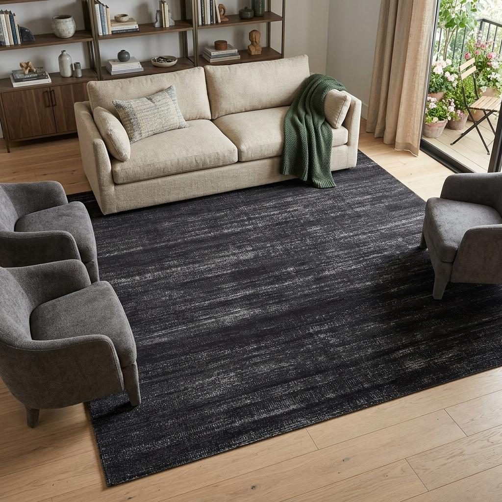 8′ X 10′ Black and Gray Power Loom Area Rug
