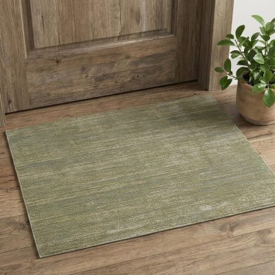 2′ × 3′ Tan and Green Power Loom Area Rug