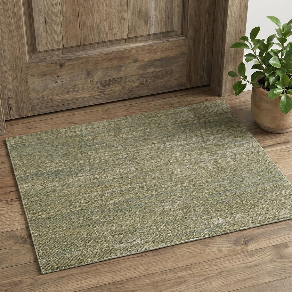 2′ X 3′ Tan and Green Power Loom Area Rug