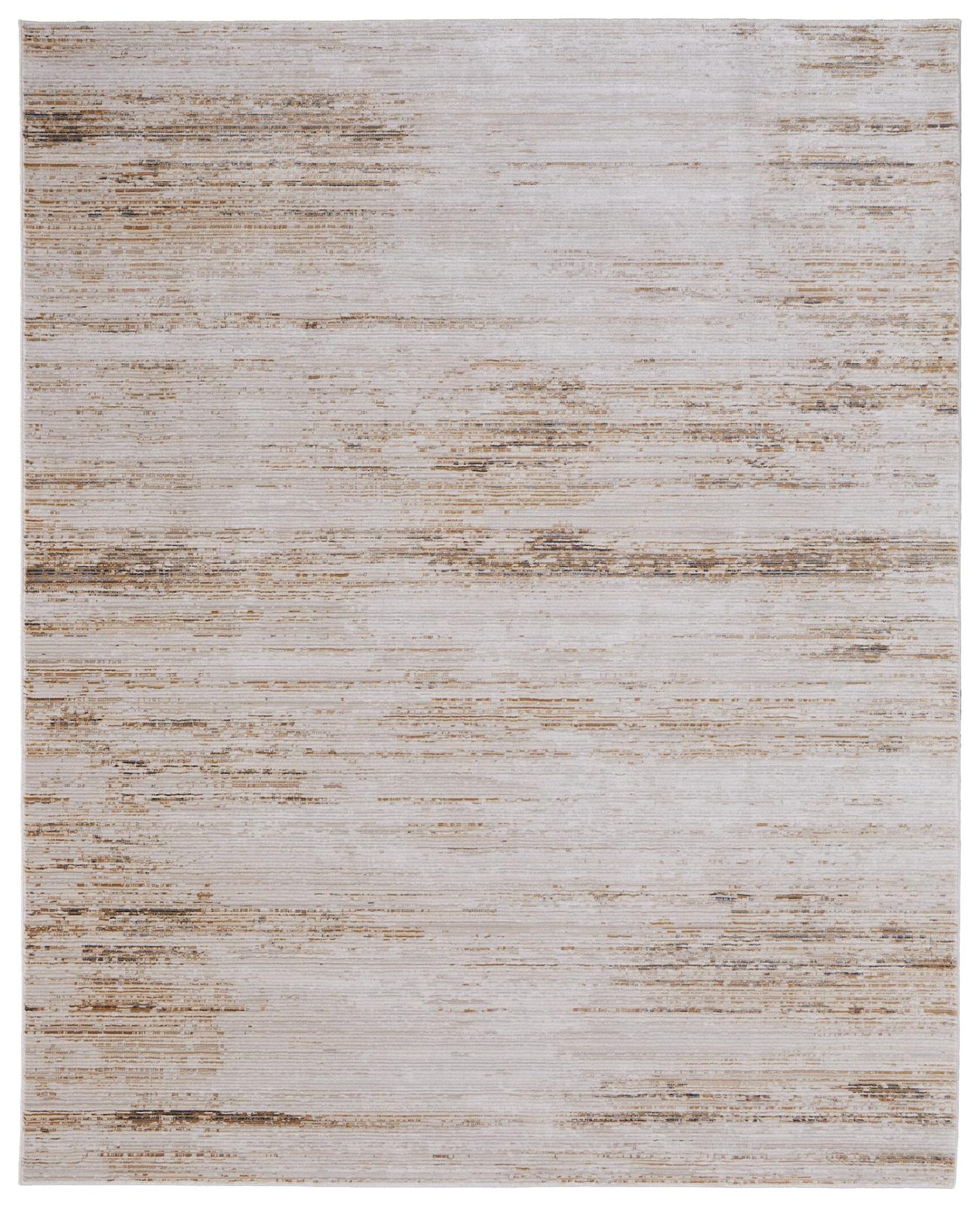7′ X 10′ Ivory Tan Abstract Worn Faded Area Rug
