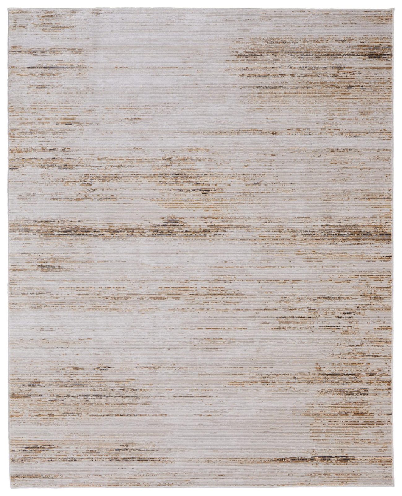7′ X 10′ Ivory Tan Abstract Worn Faded Area Rug