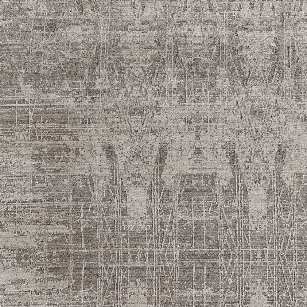 Gray and Silver Abstract Worn Faded Handwoven Wool Area Rug