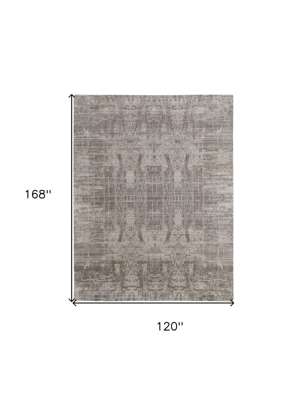Gray and Silver Abstract Worn Faded Handwoven Wool Area Rug