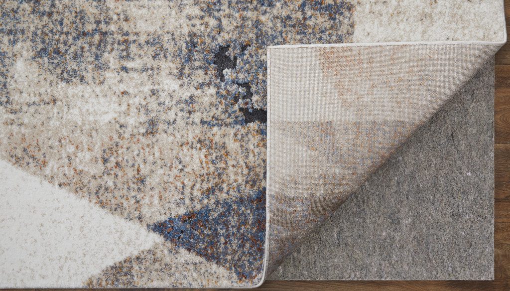 5′ X 8′ Gray Blue and Ivory Checkered Area Rug