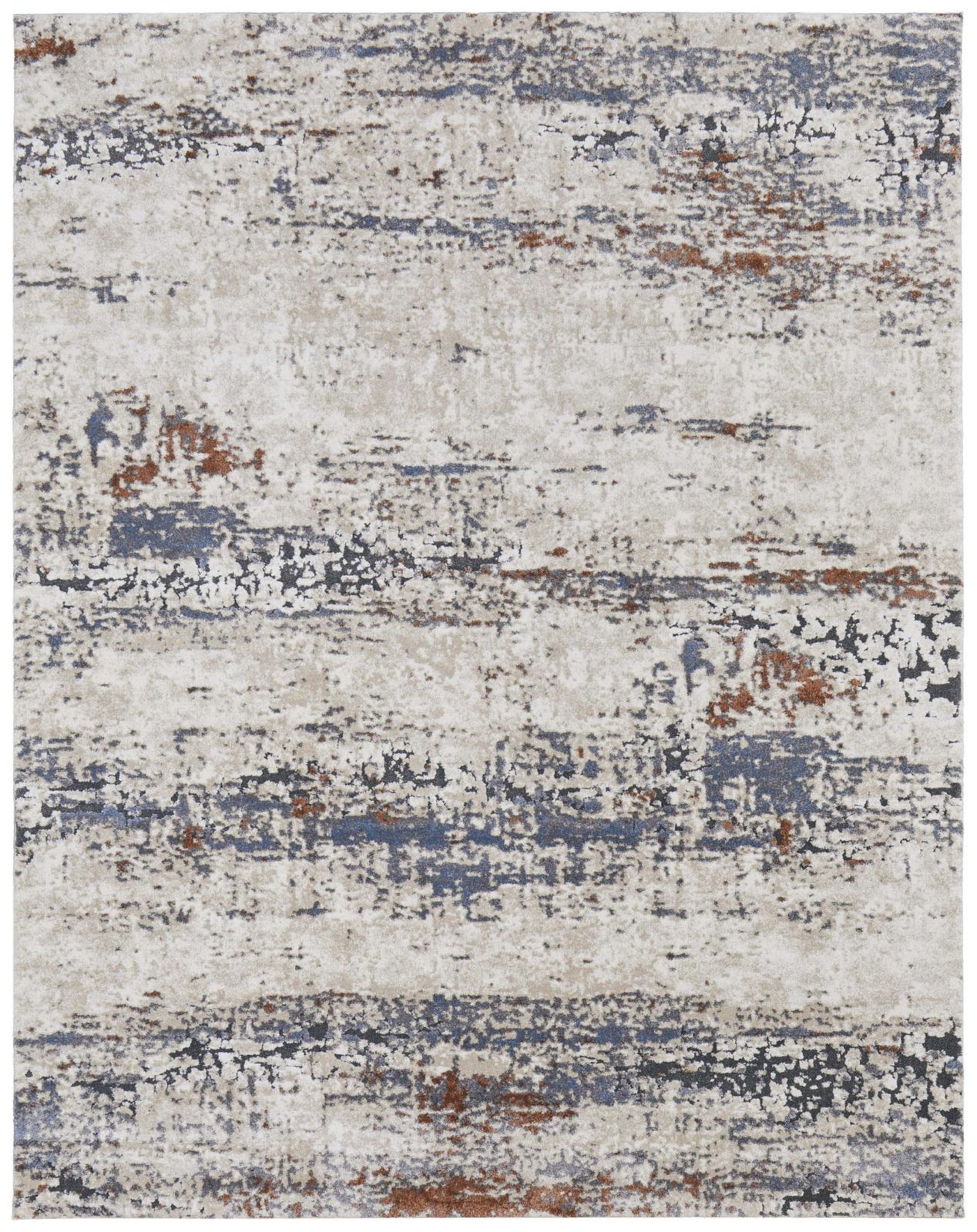 5′ X 8′ Gray Blue and Ivory Abstract Area Rug