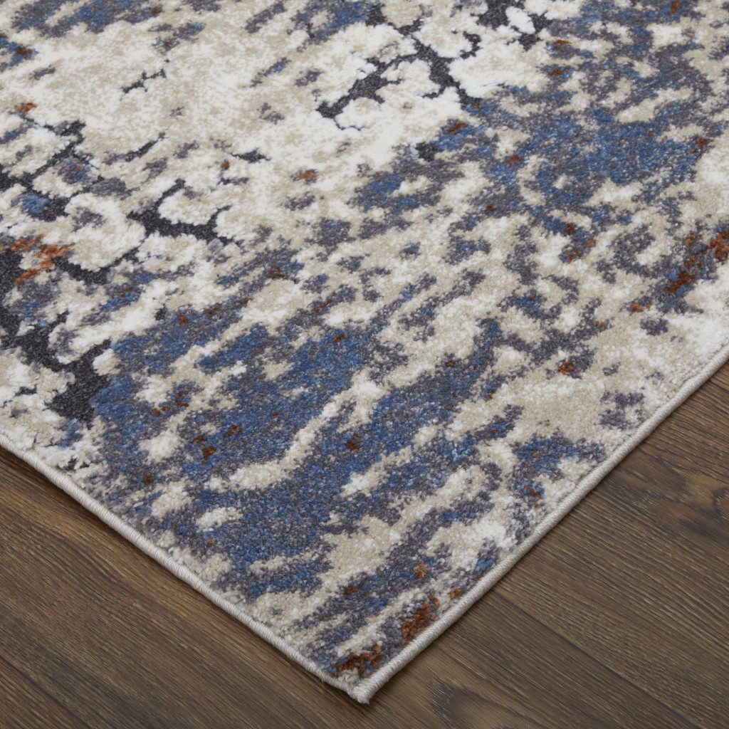 8′ X 10′ Gray Blue and Ivory Abstract Area Rug