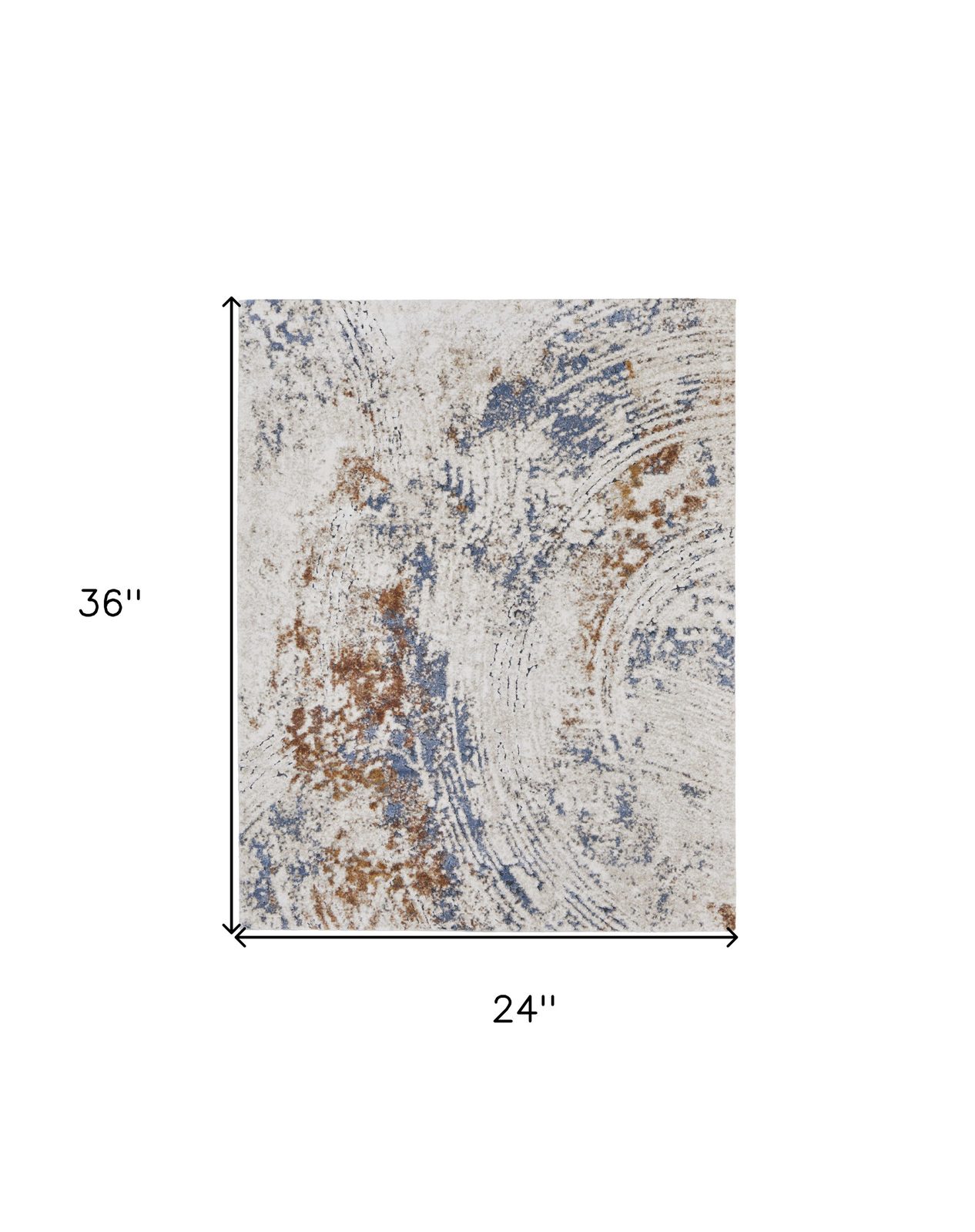 2′ X 3′ Ivory Blue and Brown Abstract Area Rug