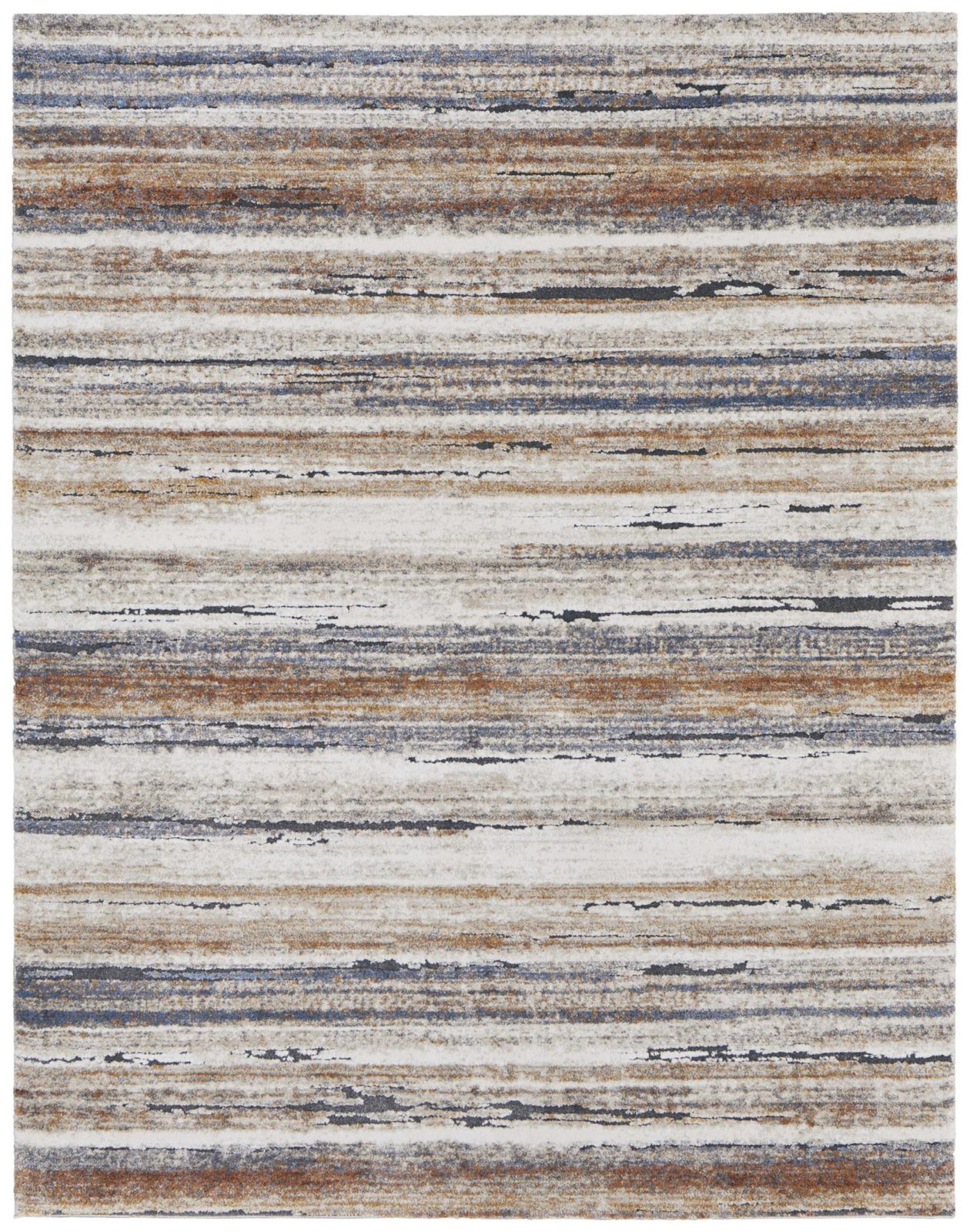 2′ X 3′ Ivory Blue and Brown Striped Area Rug