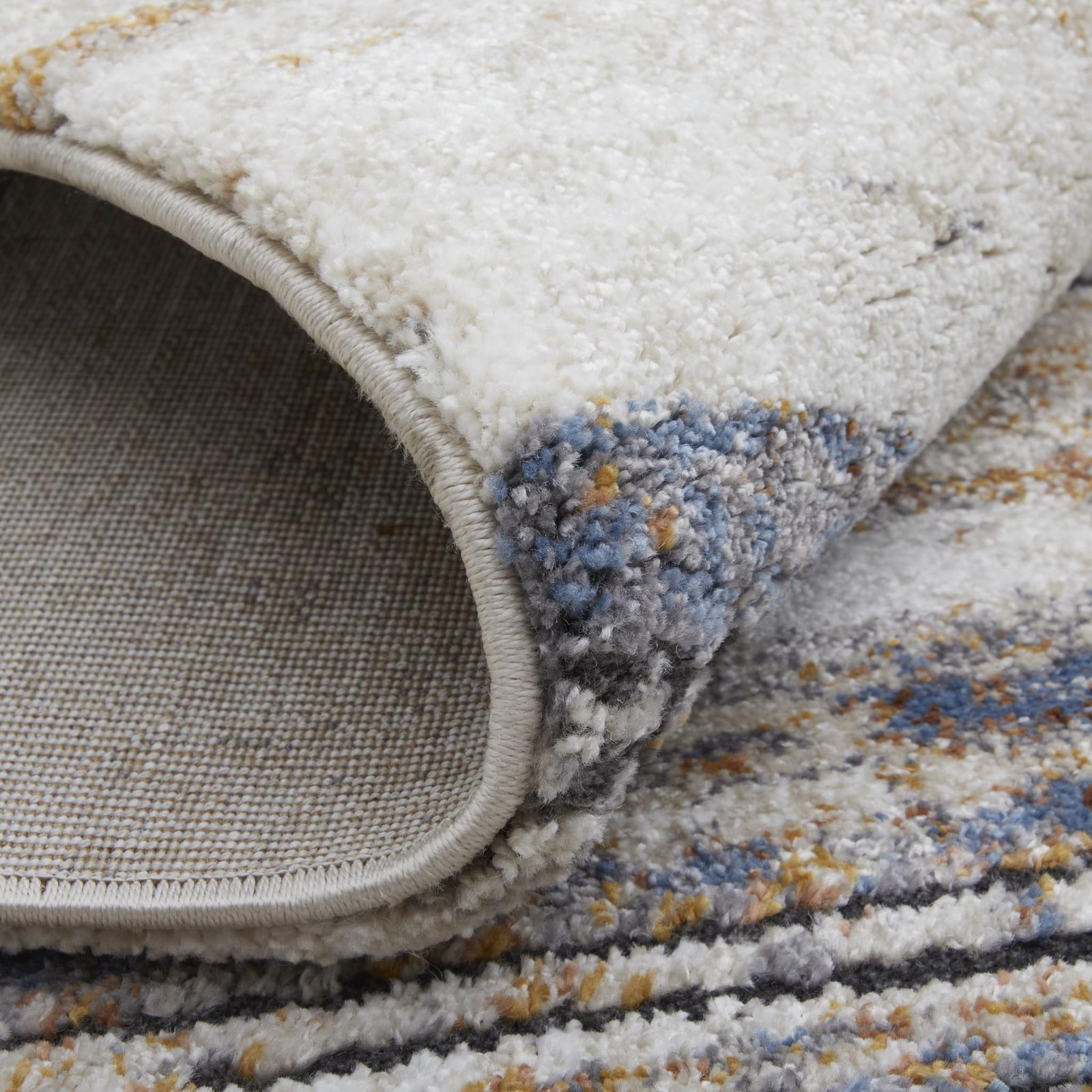 2′ X 3′ Ivory Blue and Brown Striped Area Rug