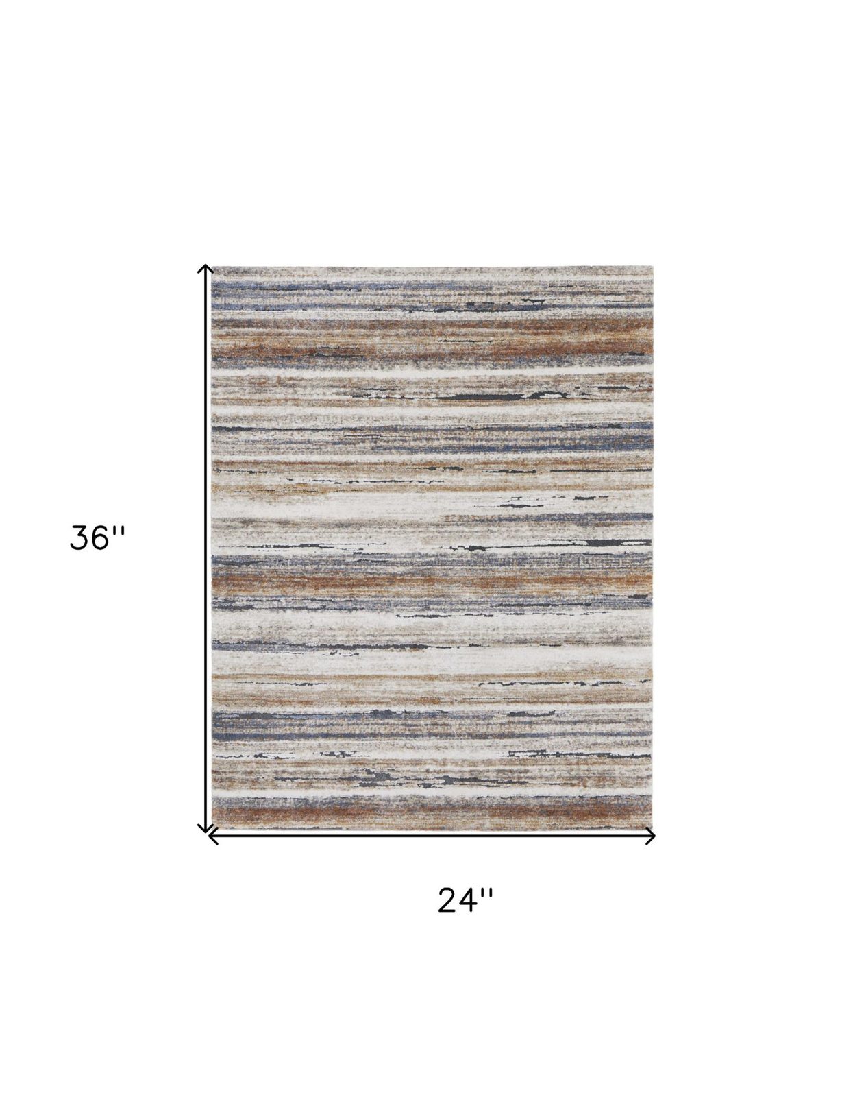 2′ X 3′ Ivory Blue and Brown Striped Area Rug