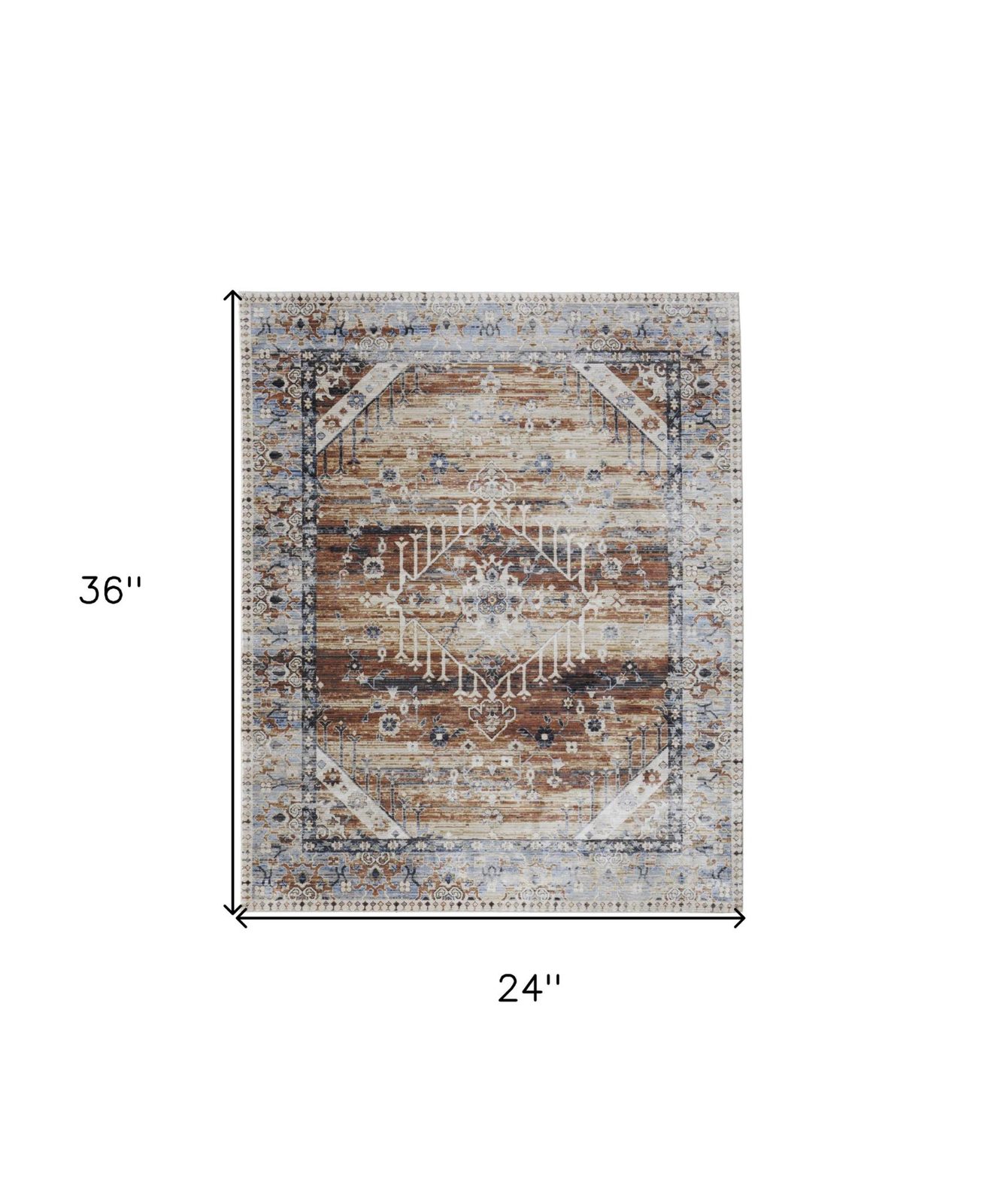 2′ X 3′ Abstract Worn Faded Area Rug