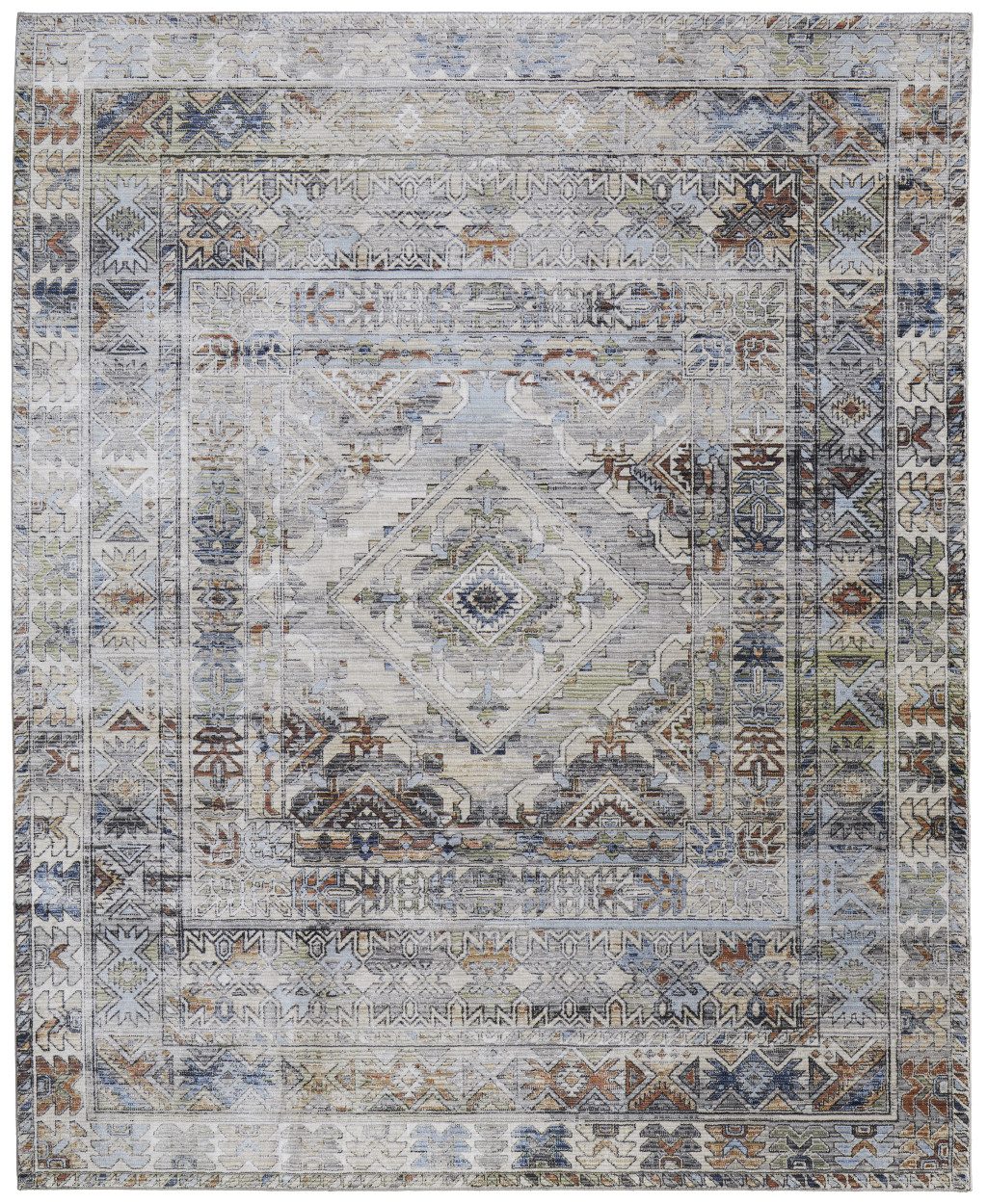 5′ X 8′ Abstract Worn Faded Area Rug II