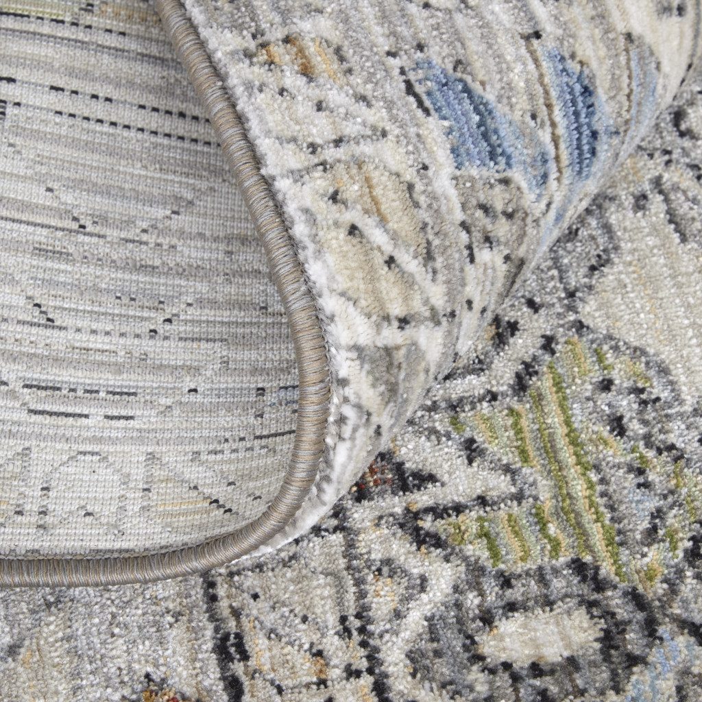 2′ X 3′ Gray Blue Red Abstract Faded Area Rug