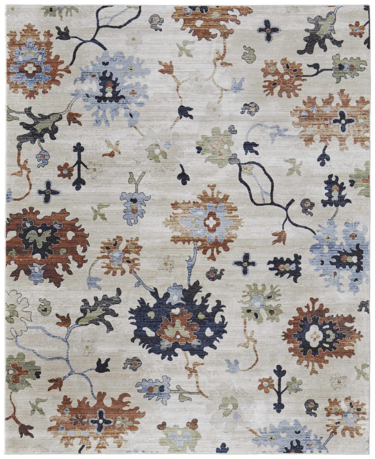 2′ X 3′ Ivory Red and Blue Floral Area Rug