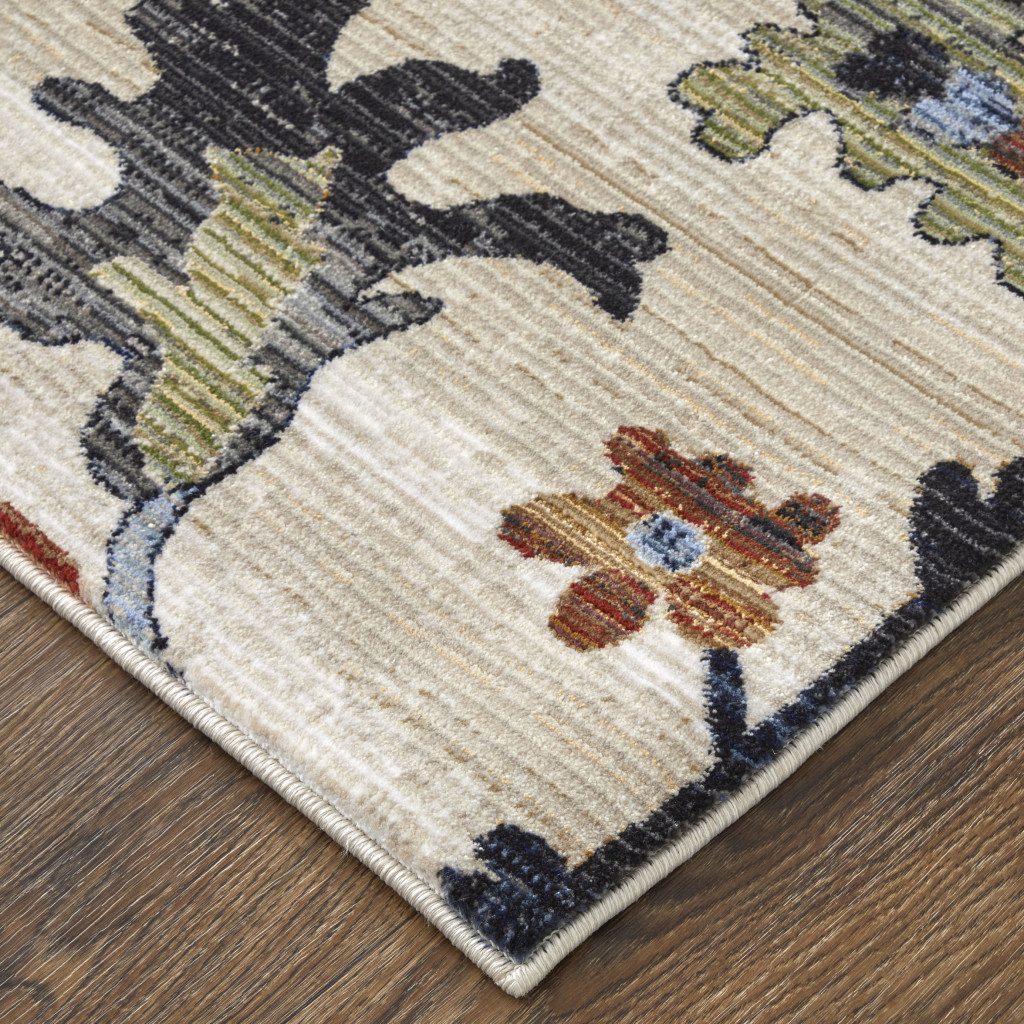 2′ X 3′ Ivory Red and Blue Floral Area Rug