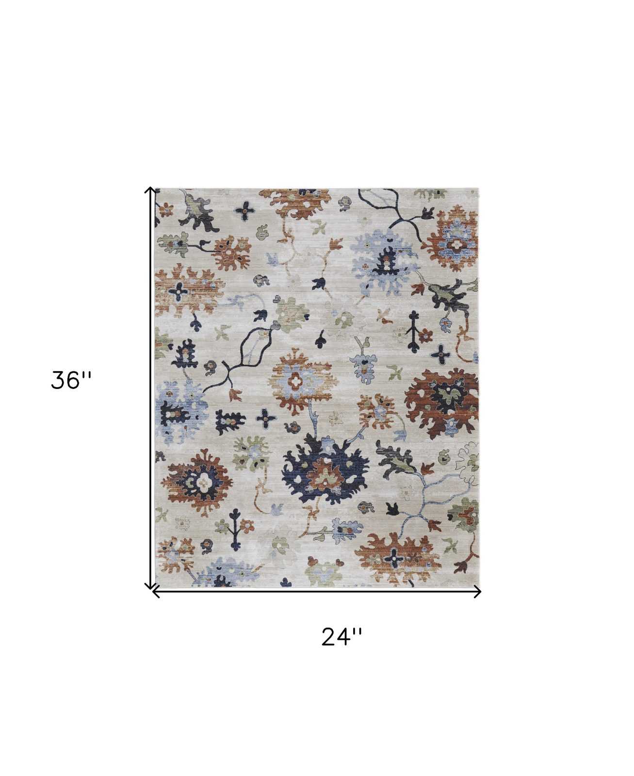 2′ X 3′ Ivory Red and Blue Floral Area Rug
