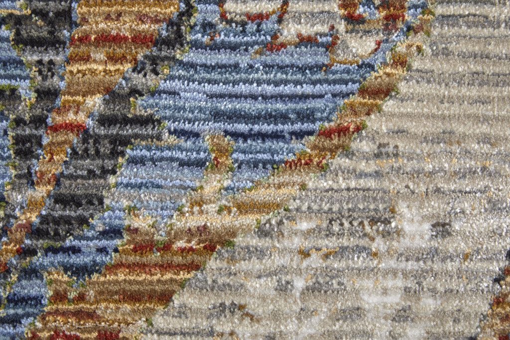 7′ X 10′ Gray Black and Red Ikat Area Rug