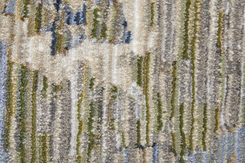 5′ X 8′ Ivory Green Blue Floral Faded Area Rug