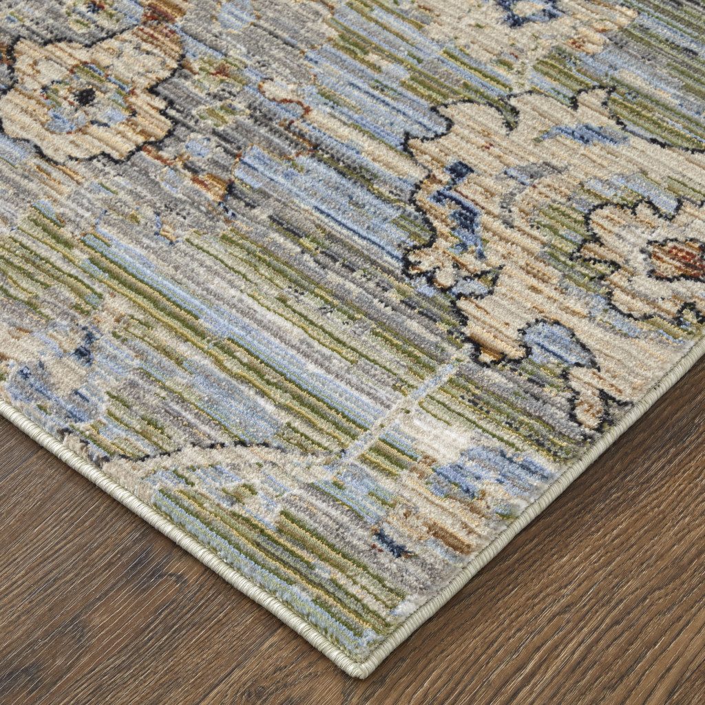 2′ X 3′ Ivory Floral Worn Faded Area Rug