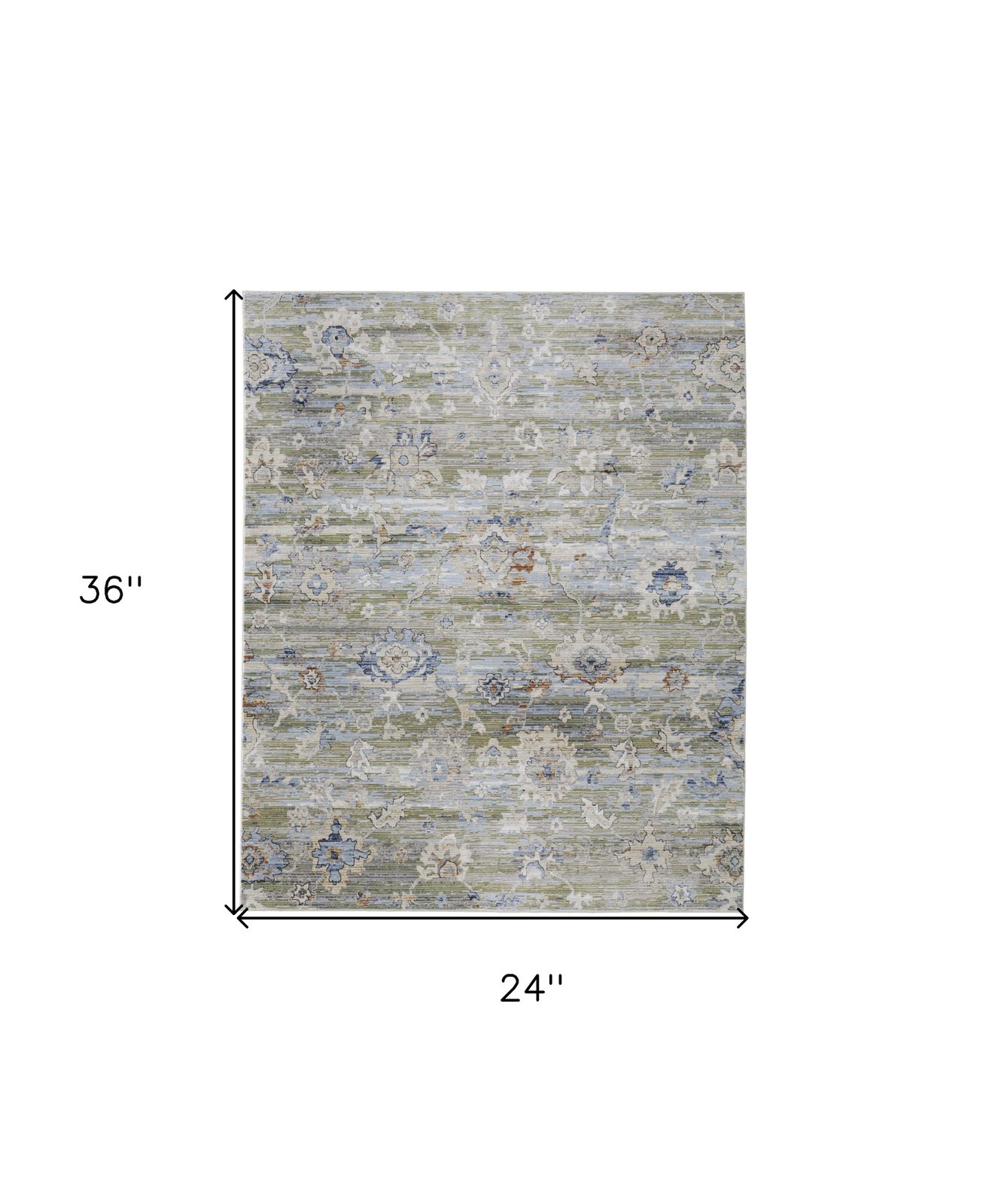 2′ X 3′ Ivory Floral Worn Faded Area Rug