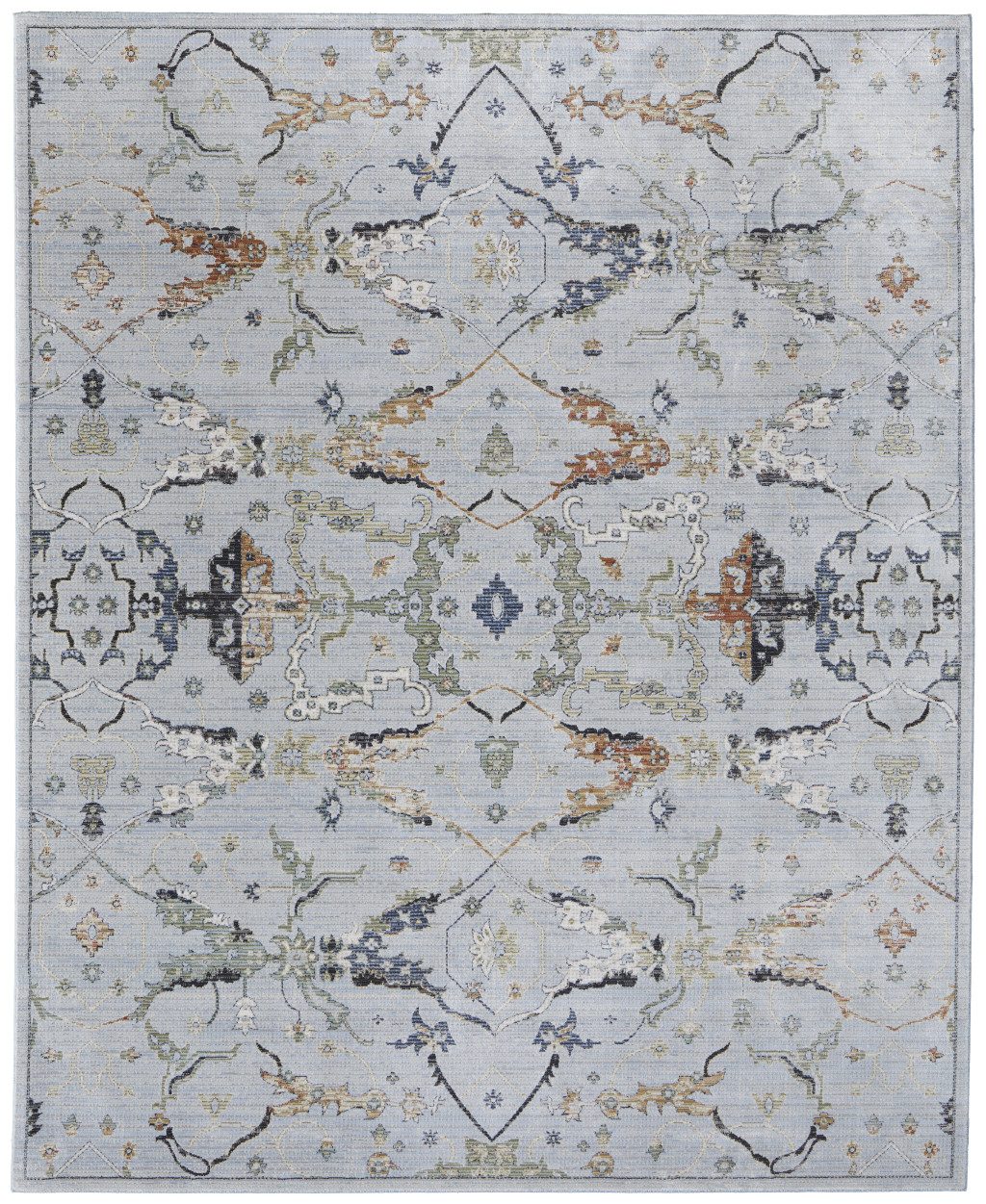 8′ X 10′ Gray Blue and Green Floral Area Rug