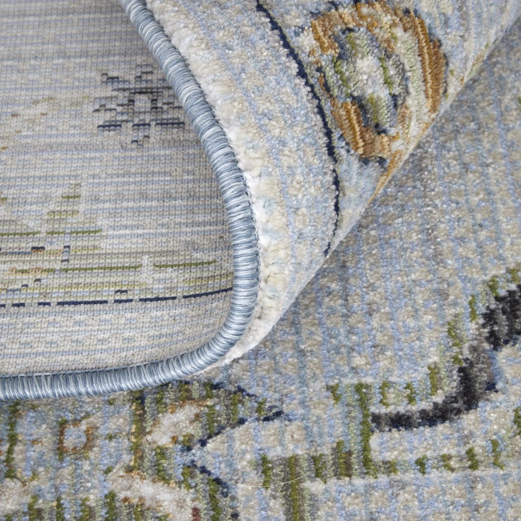8′ X 10′ Gray Blue and Green Floral Area Rug