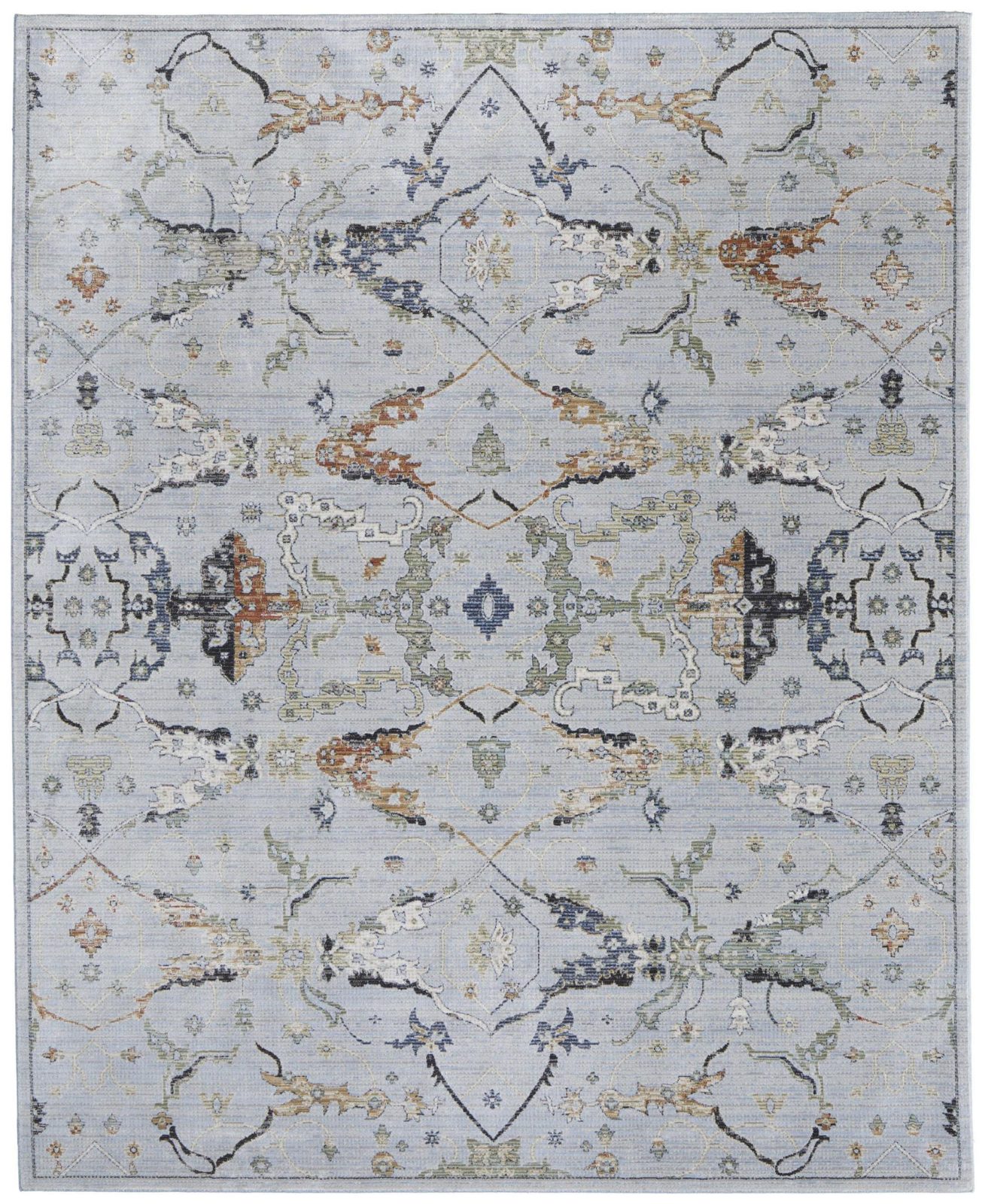 8′ X 10′ Gray Blue and Green Floral Area Rug