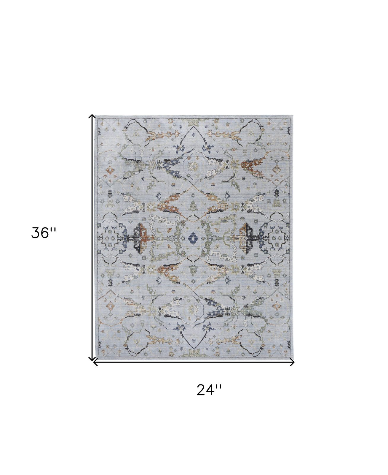 2′ X 3′ Gray Blue and Green Floral Area Rug