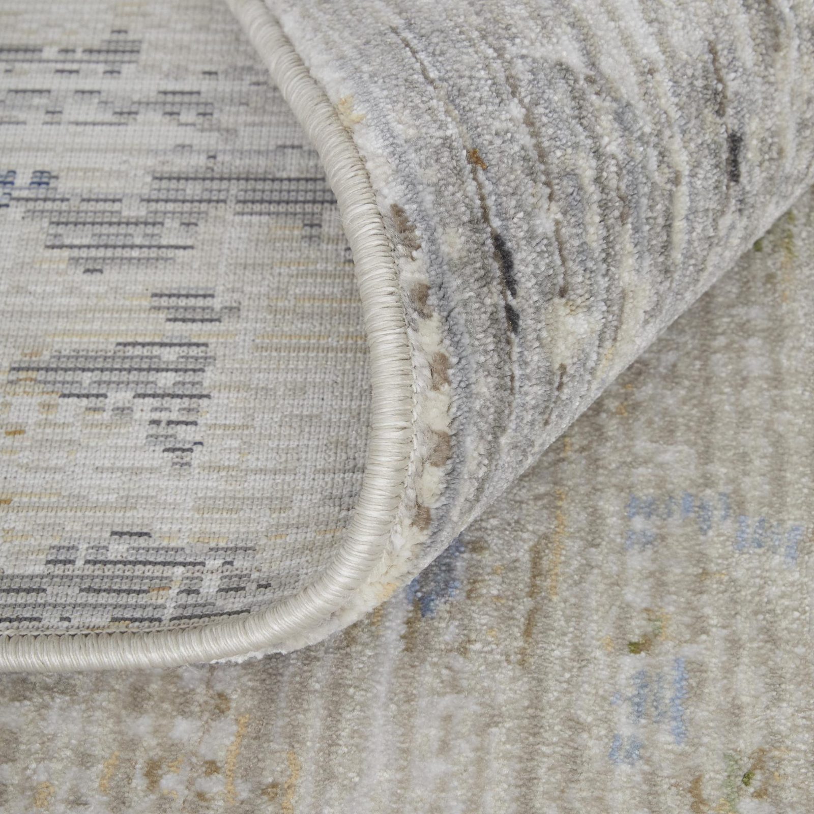 8′ X 10′ Red Blue and Ivory Abstract Area Rug