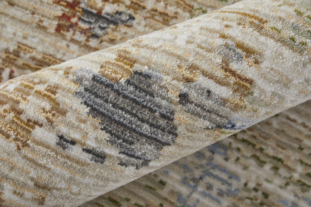 8′ X 10′ Red Blue and Ivory Abstract Area Rug