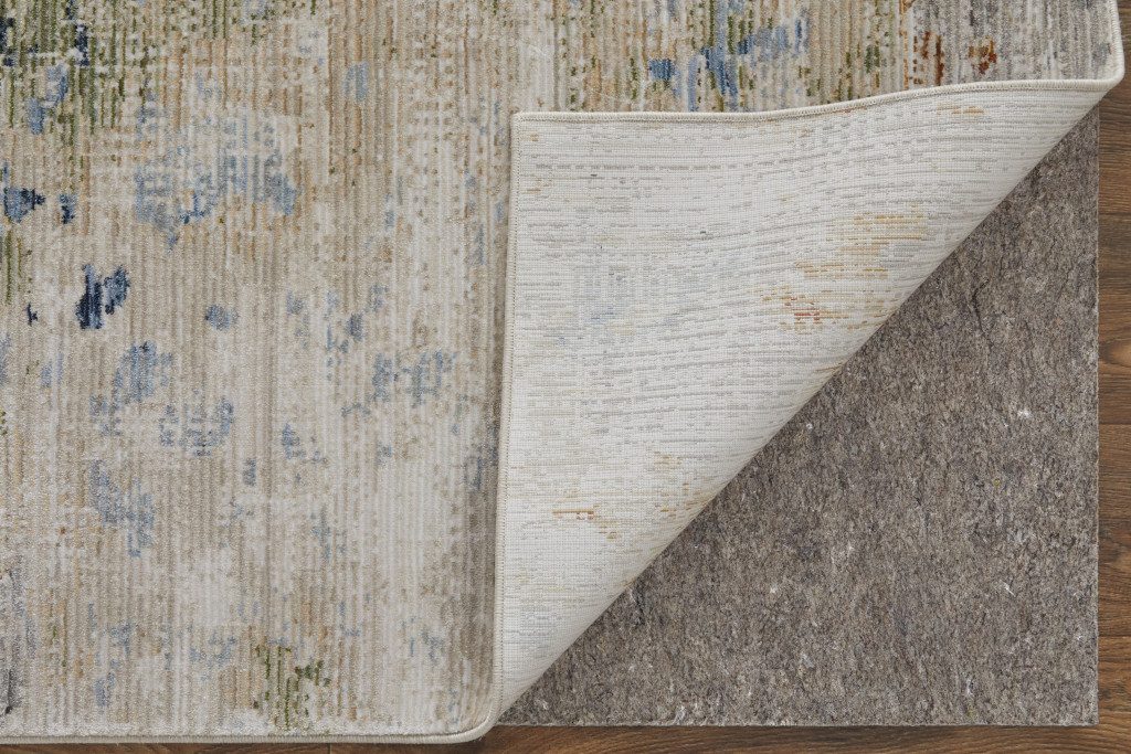 8′ X 10′ Red Blue and Ivory Abstract Area Rug