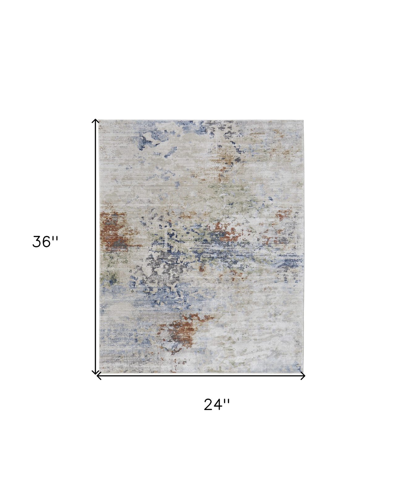2′ X 3′ Red Blue and Ivory Abstract Area Rug