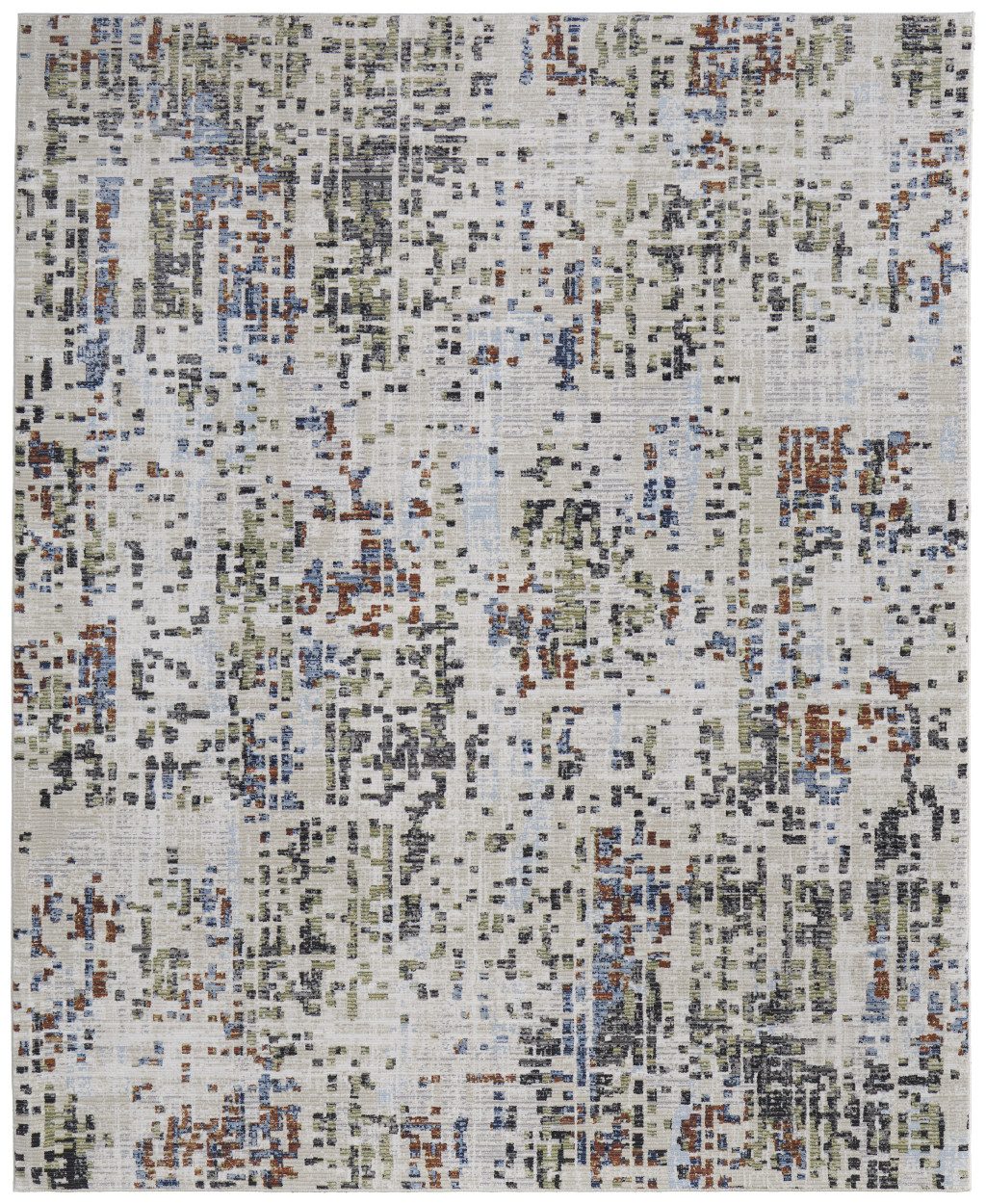 7′ X 10′ Ivory Green and Blue Abstract Area Rug