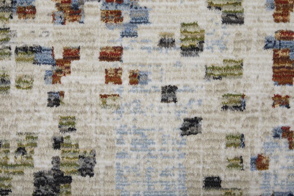 7′ X 10′ Ivory Green and Blue Abstract Area Rug