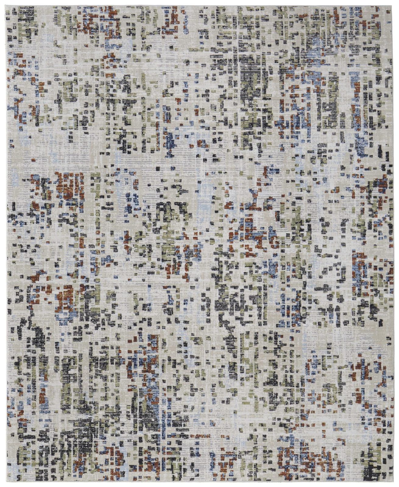 8′ X 10′ Ivory Green and Blue Abstract Area Rug