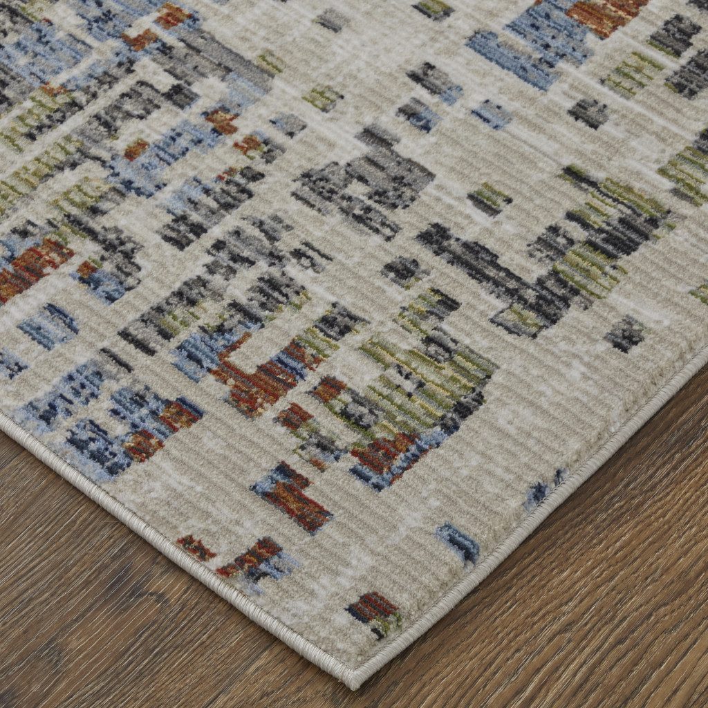 2′ X 3′ Ivory Green and Blue Abstract Area Rug