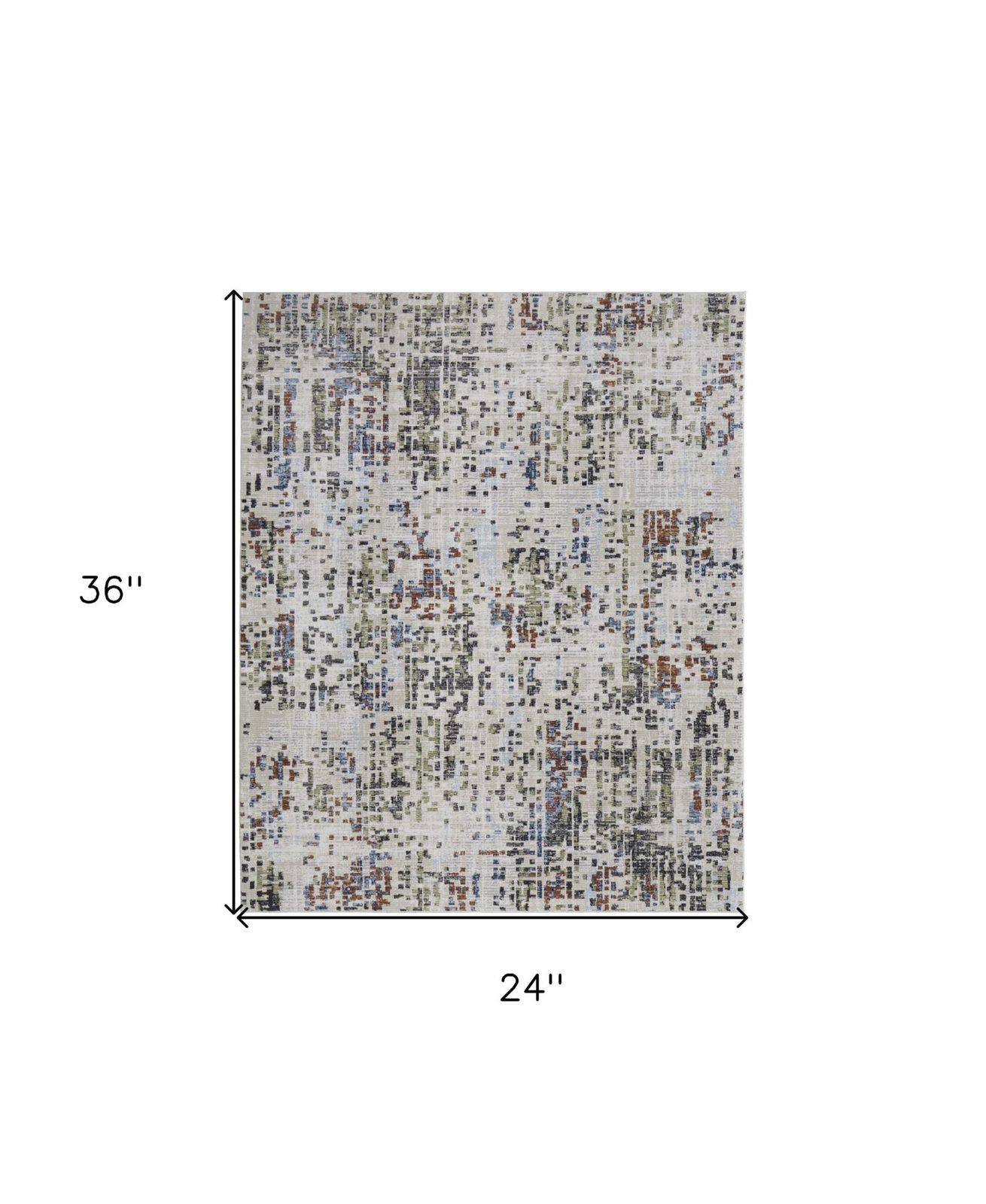 2′ X 3′ Ivory Green and Blue Abstract Area Rug