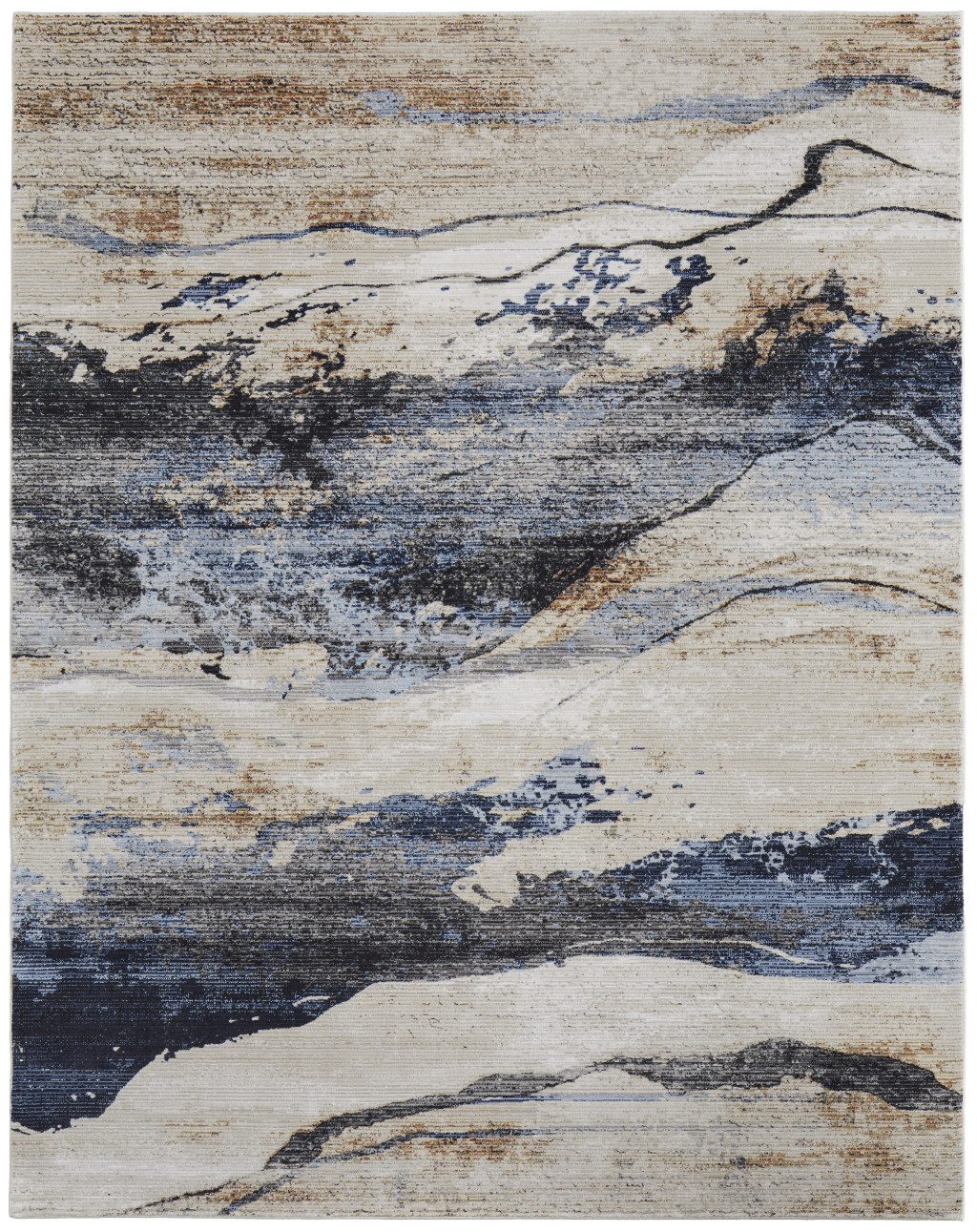 5′ X 8′ Blue Gray and Tan Abstract Area Rug