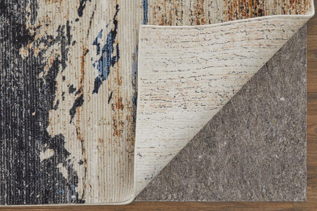7′ X 10′ Blue Gray and Tan Abstract Area Rug