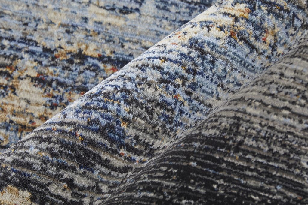 8′ X 10′ Blue Gray and Tan Abstract Area Rug