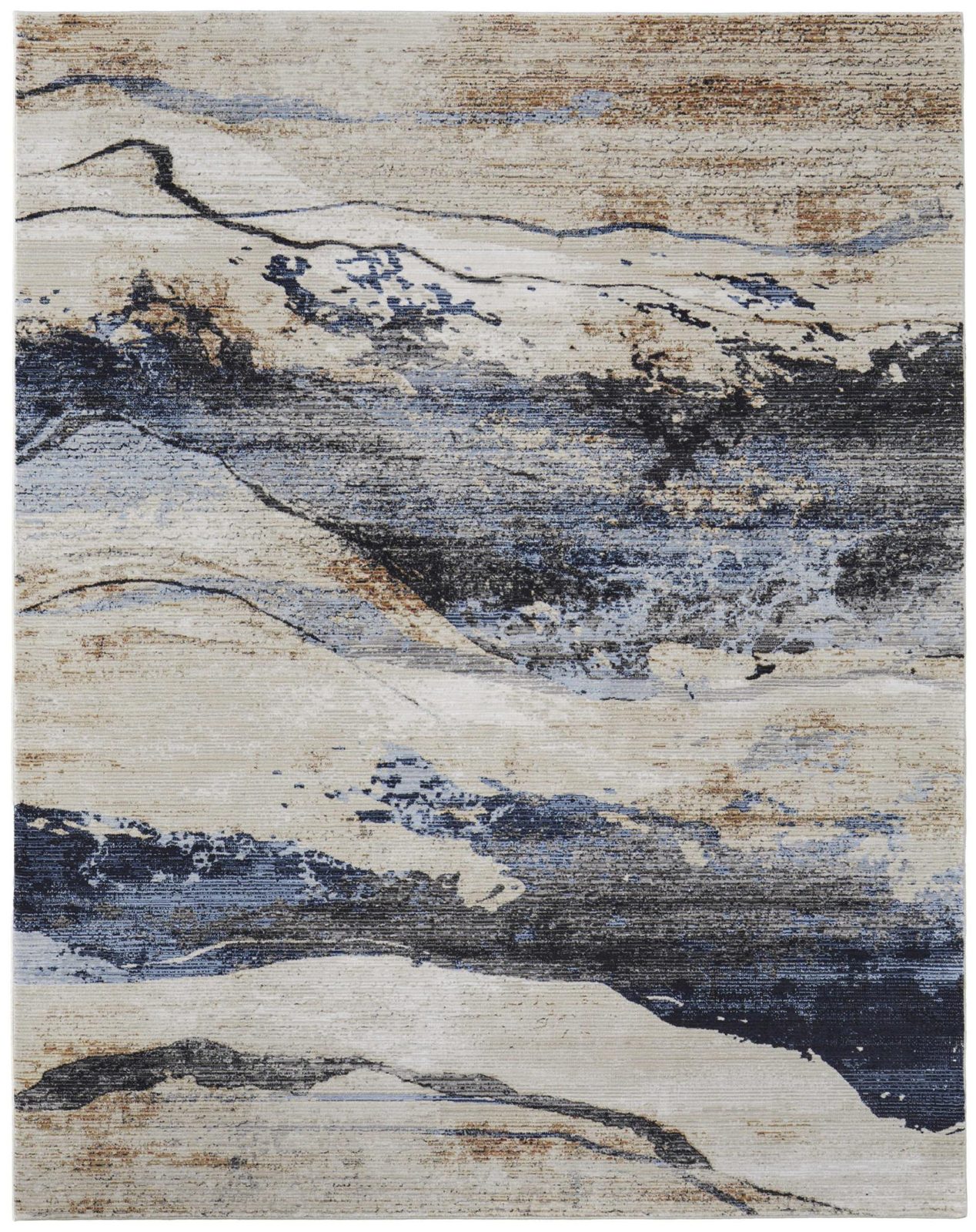 2′ X 3′ Blue Gray and Tan Abstract Area Rug