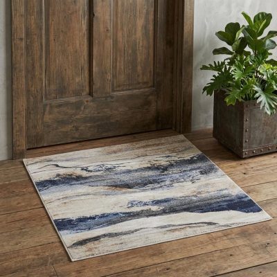 2′ × 3′ Blue Gray and Tan Abstract Area Rug