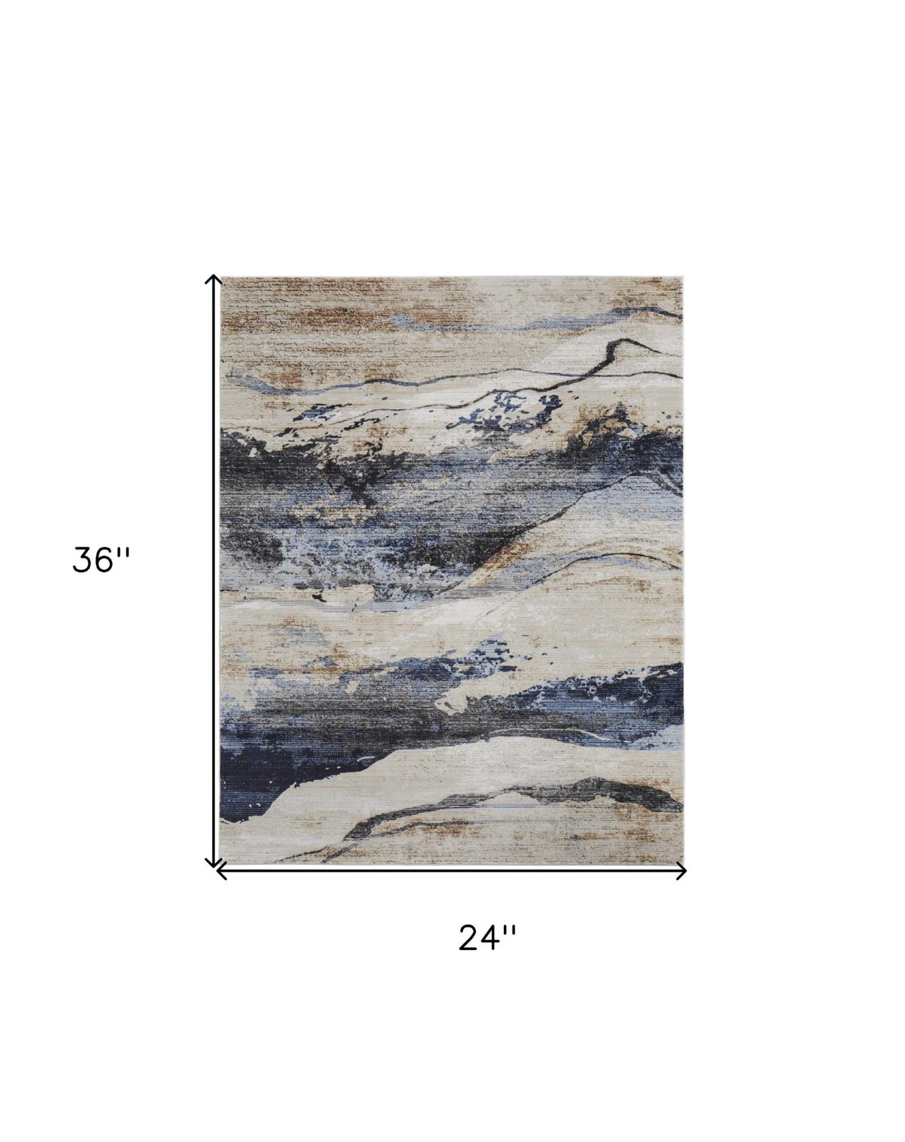 2′ X 3′ Blue Gray and Tan Abstract Area Rug